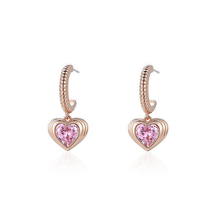 Rosegold Gedreht Ohrringe mit Herz Anhänger