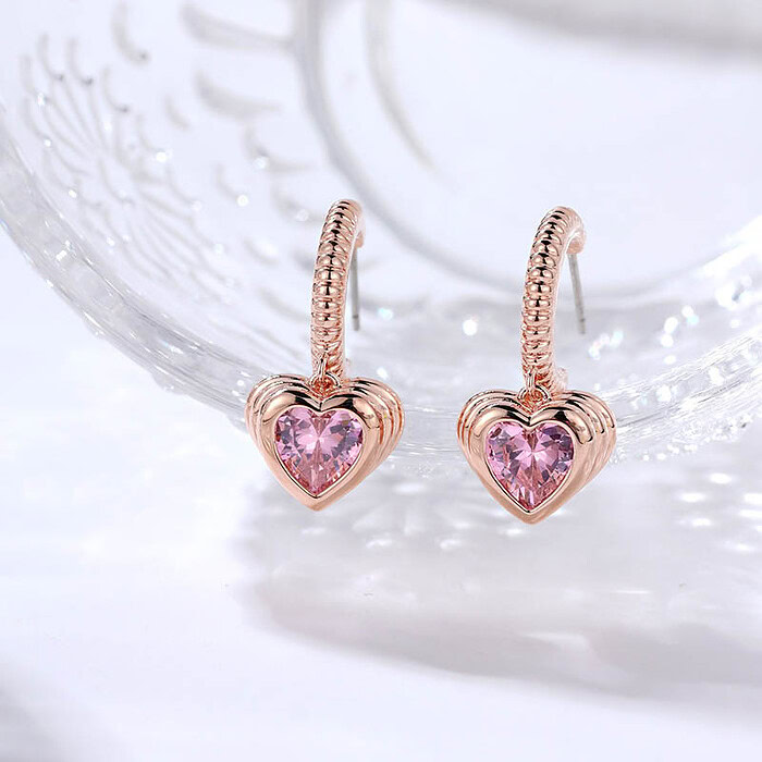 Rosegold Gedreht Ohrringe mit Herz Anhänger