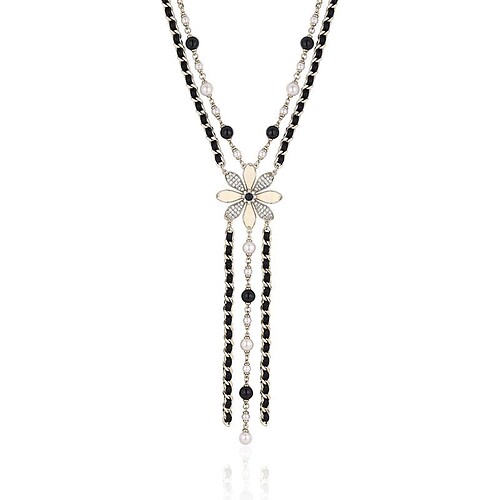 Schwarz Weiß Layering Kette