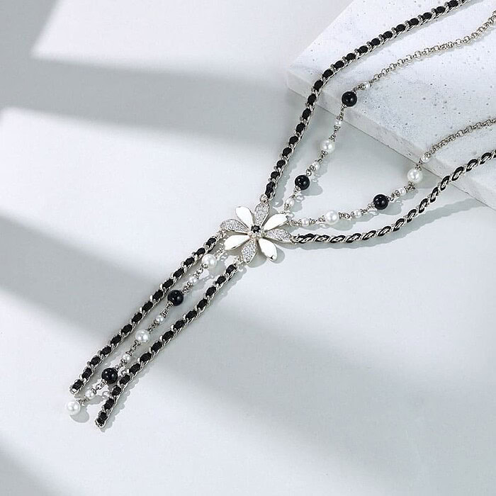 Schwarz Weiß Layering Kette