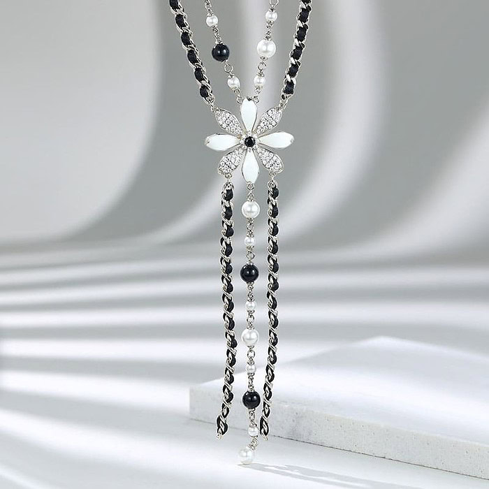 Schwarz Weiß Layering Kette