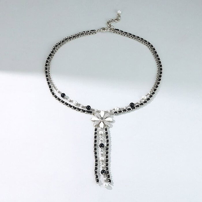 Schwarz Weiß Layering Kette