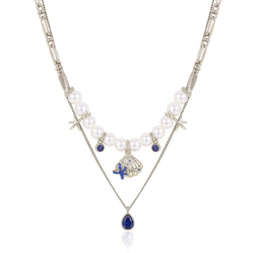 Layering Kette mit Muschel und Perlen