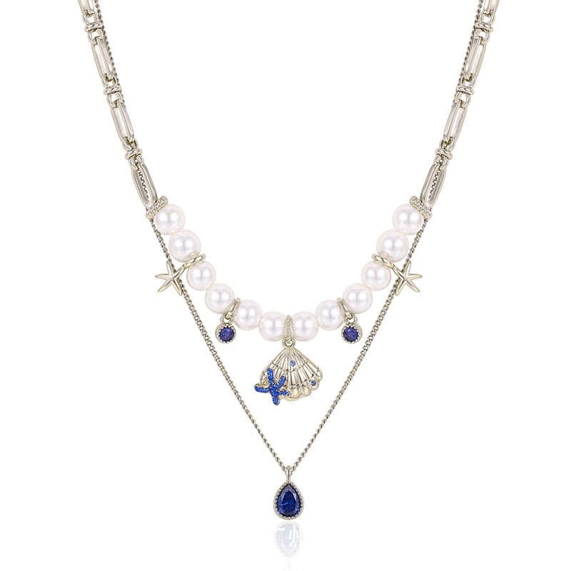Layering Kette mit Muschel und Perlen