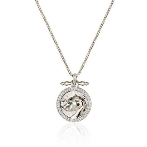 Black Panther Kette mit Rundem Anhänger