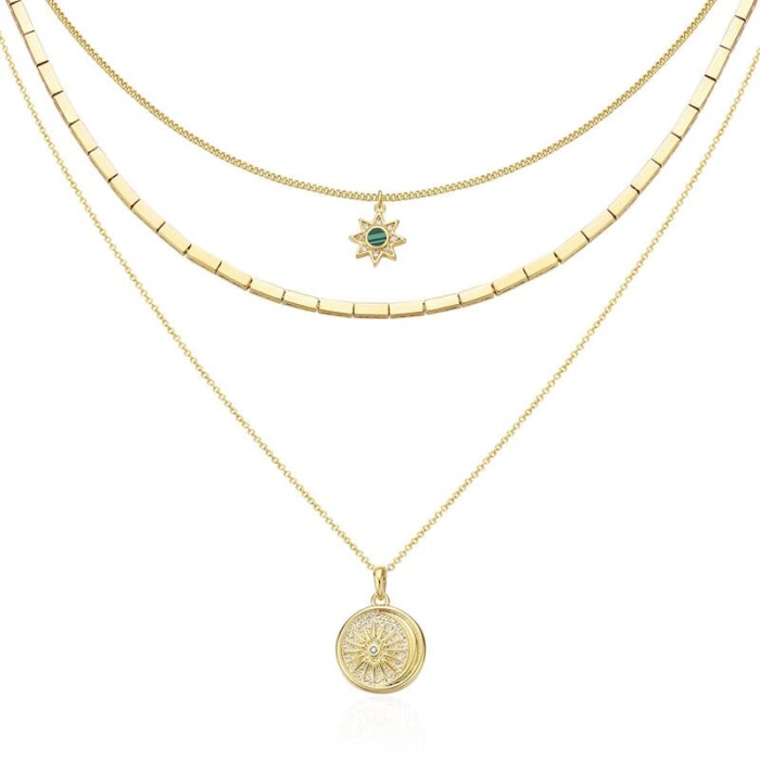 Layering Kette mit Stern und Sonne