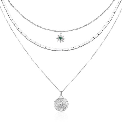 Damen Layering Kette mit Stern und Sonne