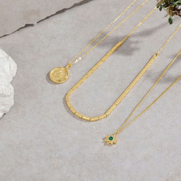 Layering Kette mit Stern und Sonne