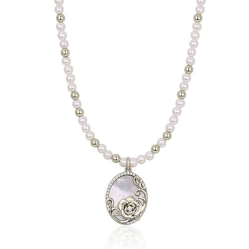 Perlen Choker Kette mit Rose Anhänger