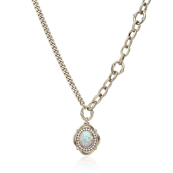 Vergoldete Kette mit Opal Anhänger
