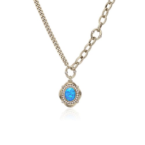 Modeschmuck Kette mit Opal Anhänger