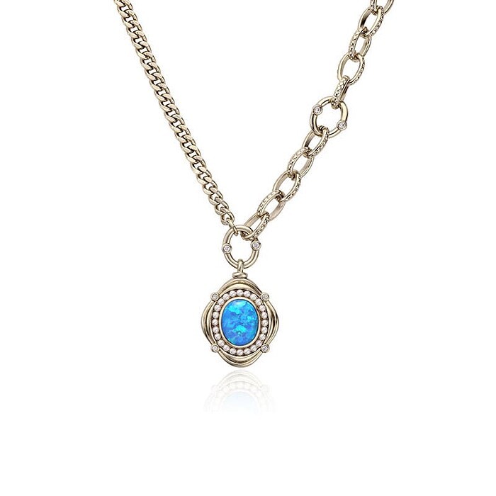 Modeschmuck Kette mit Opal Anhänger