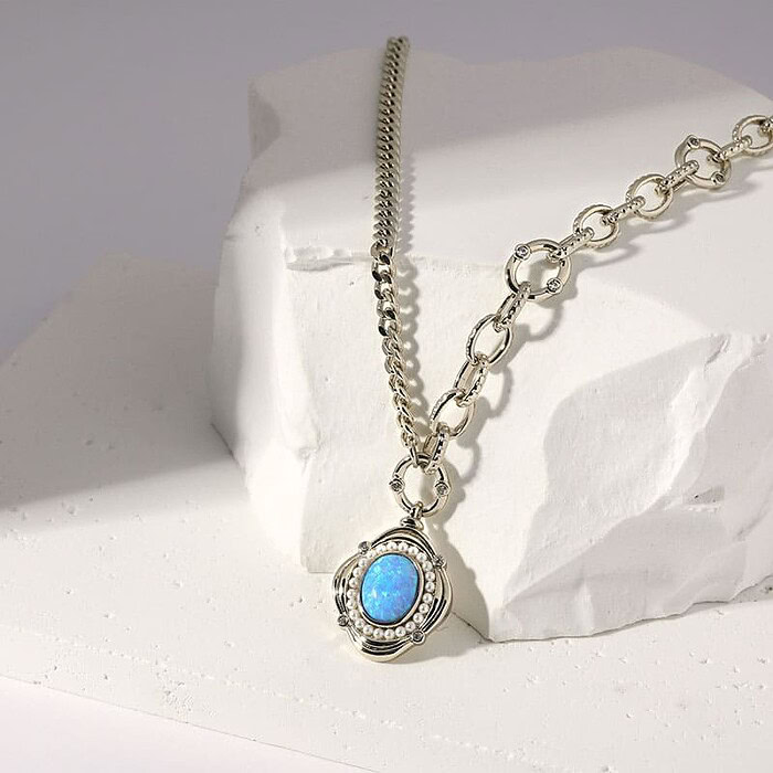 Modeschmuck Kette mit Opal Anhänger