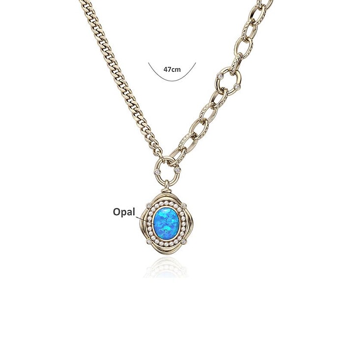Modeschmuck Kette mit Opal Anhänger