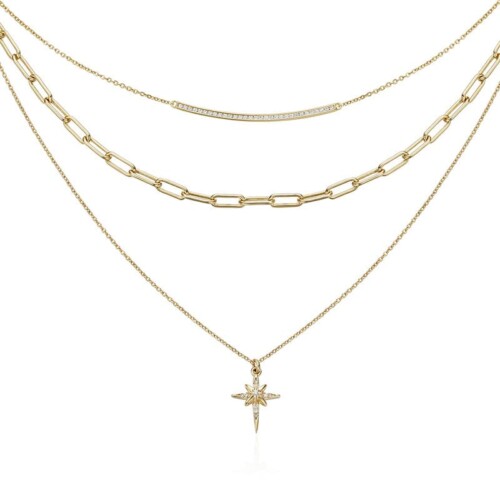 Damen Layering Kette mit Hexagramm