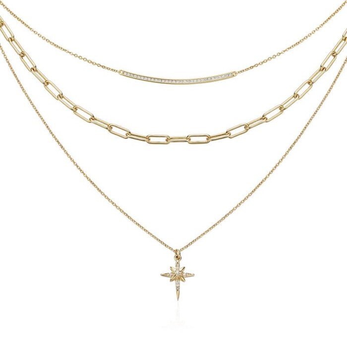 Damen Layering Kette mit Hexagramm