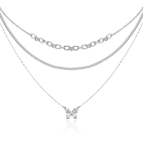 Layering Kette Damen mit Schmetterling
