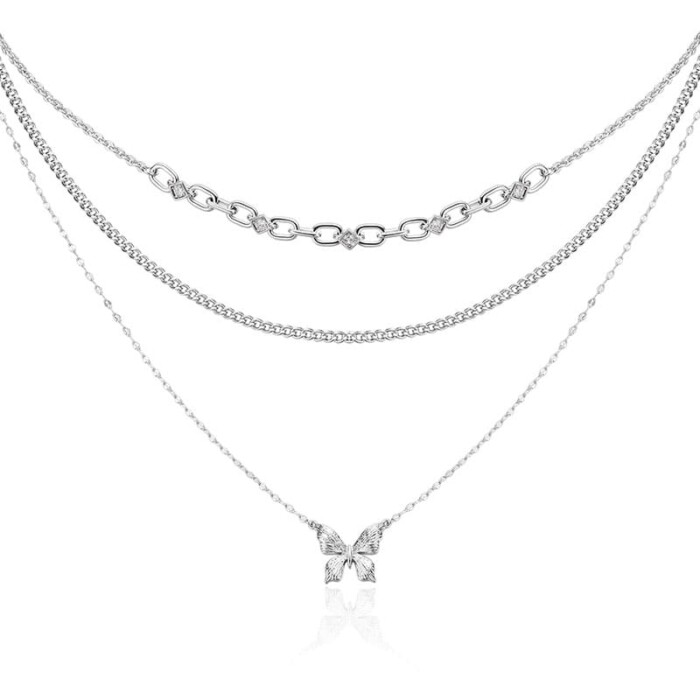Layering Kette Damen mit Schmetterling