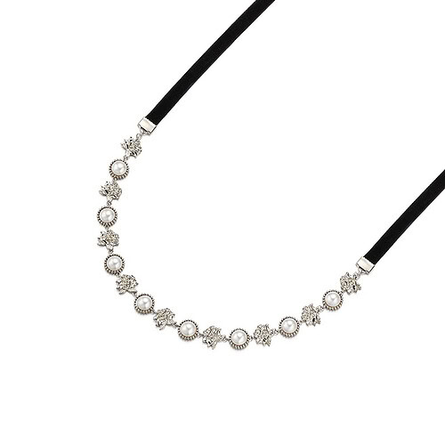 Choker Samtband Kette mit Perlen