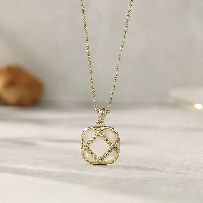 Damen Kette mit Eckig Anhänger