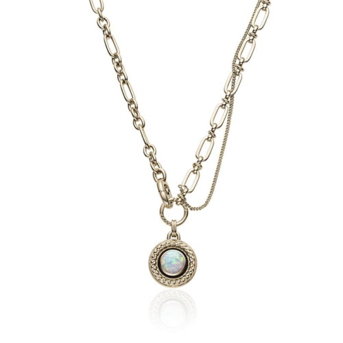 Rundem Anhänger Kette mit Opal