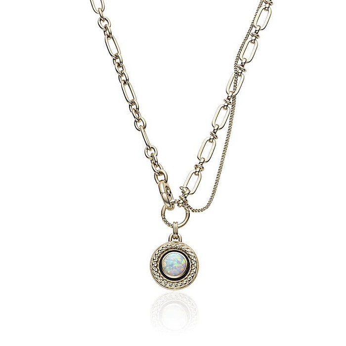 Rundem Anhänger Kette mit Opal