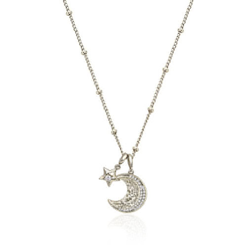 Vergoldet Kette mit Mond und Stern Anhänger
