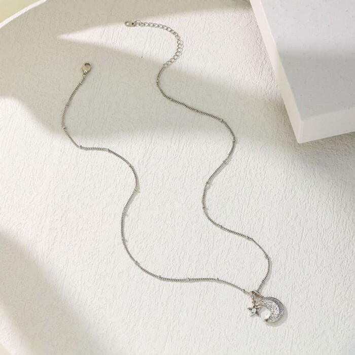 Vergoldet Kette mit Mond und Stern Anhänger