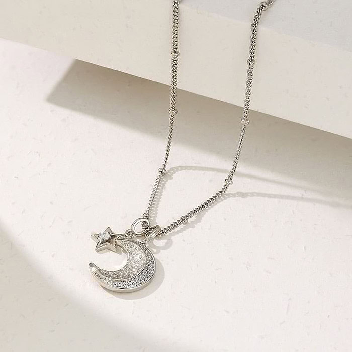 Vergoldet Kette mit Mond und Stern Anhänger