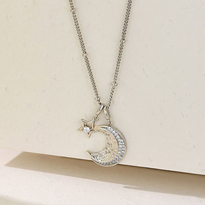 Vergoldet Kette mit Mond und Stern Anhänger