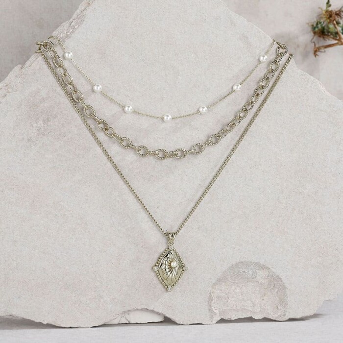 Damen Layering Kette mit Anhänger