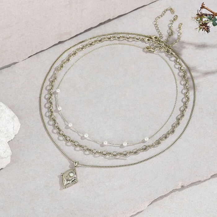 Damen Layering Kette mit Anhänger