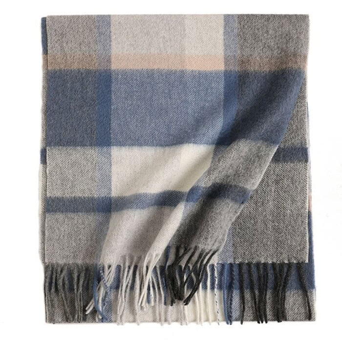 Grau Blau Karierter Schal