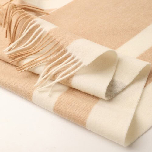 Khaki Beige Karierter Schal für Damen