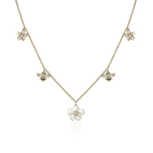 Süße Kette mit Blumen und Bienen Anhänger