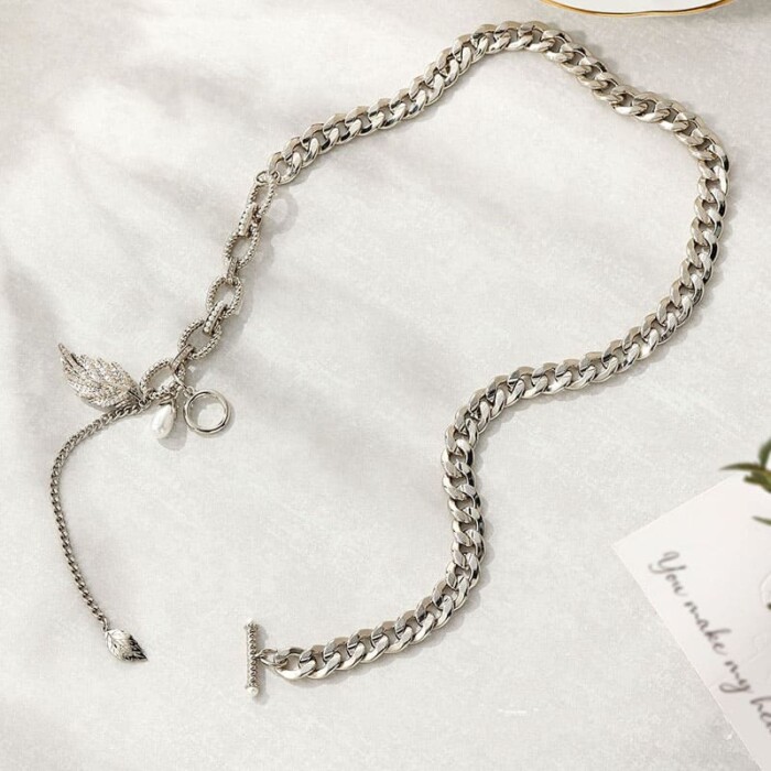 Damen Y Kette mit T Verschluss