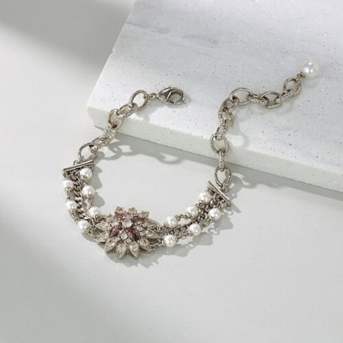 Armband Damen mit Zirkonia und Perlen