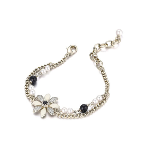 Blumen Armband mit Zirkonia und Perlen