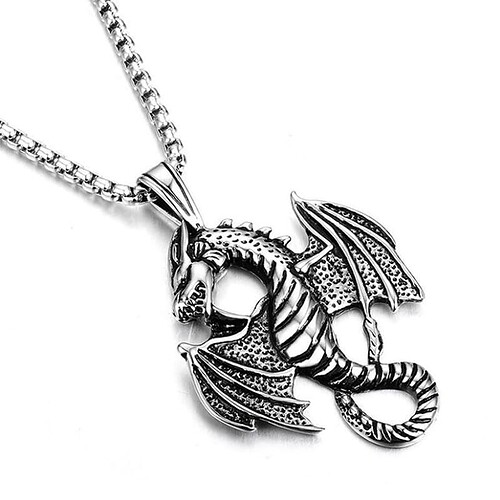 Flammen drache Kette für Männer
