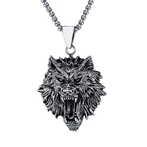 Titan Kette mit Wolfskopf
