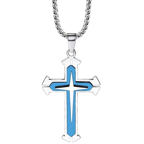 Blau Kruzifix Kette Herren