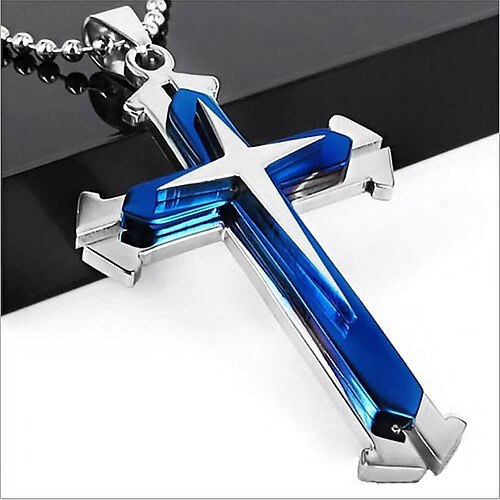 Blau Kruzifix Kette Herren