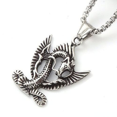 Männer Kette mit Drachentotemanhänger