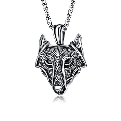 Männer Kette mit Wolfskopf