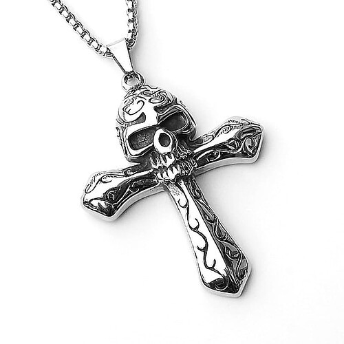 Titan Kreuz Kette mit Totenkopf