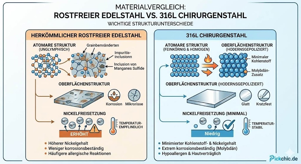 Medizinischer Chirurgenstahl 316L vs Nickellegierung Vergleich