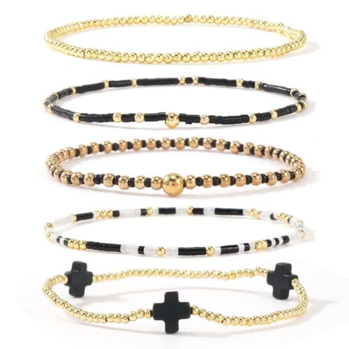 Schwarz Armband aus Miyuki Perlen Set