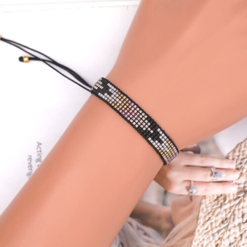 Schwarz Graue Armband Aus Miyuki