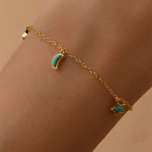 Armband mit Mond Stern Türkis