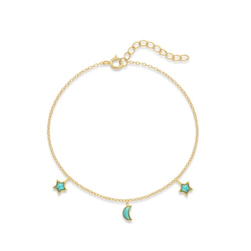 Armband mit Mond Stern Türkis